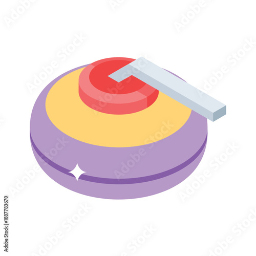 Modern isometric icon of curling stone puck
