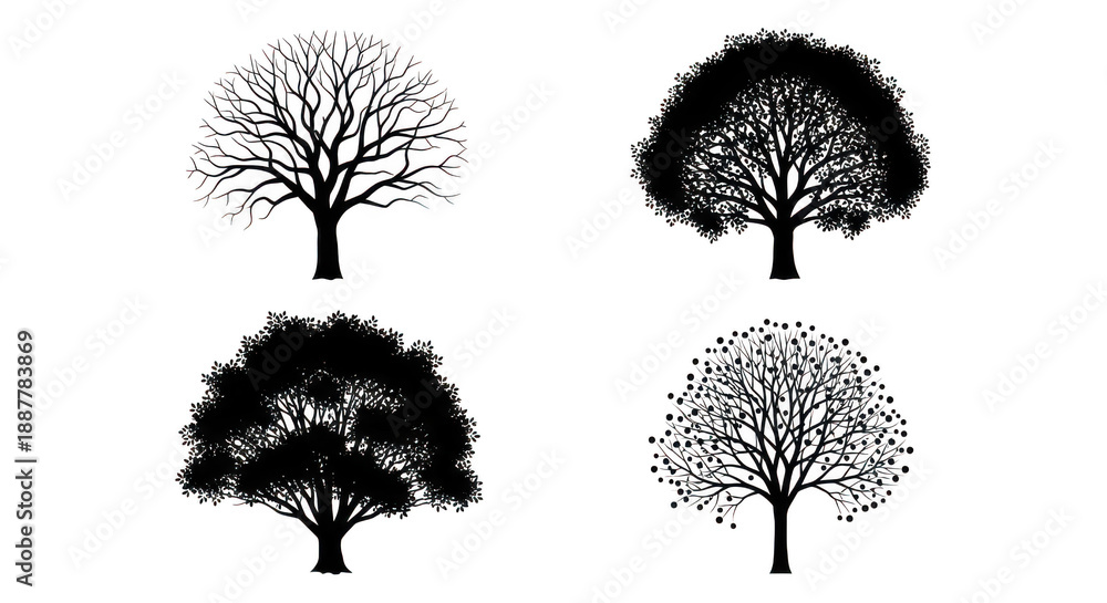 Fototapeta premium Shimmering tree outlines on a dark background