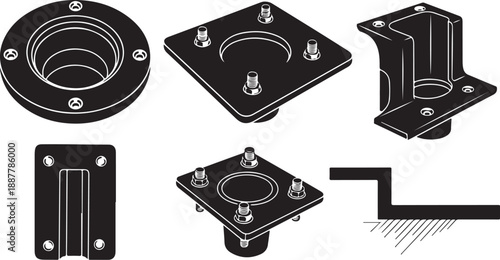 Industrial metal mounting bracket parts and hardware components