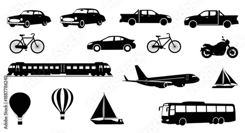 Collection of Transportation Silhouettes.
