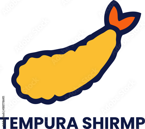 Crispy Tempura Shrimp Illustration with Bold Outlines and Text