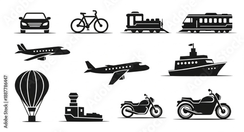 Collection of Transportation Icons and Symbols.