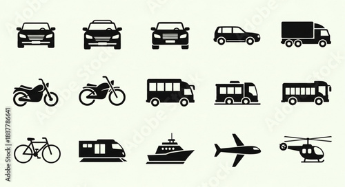 Collection of Transportation Icons Vector Set.
