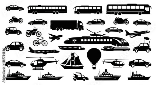 Collection of Transportation Silhouettes.