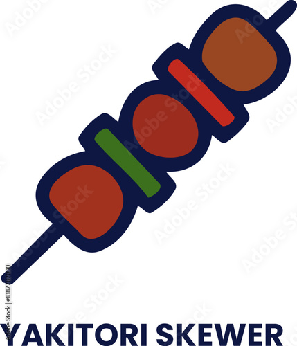 Stylized Yakitori Skewer Icon Representing Japanese Grilled Food