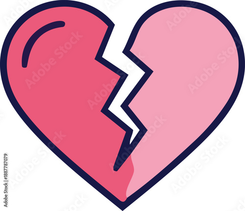 Vector Illustration of a Broken Heart Symbolizing Sadness and Heartbreak