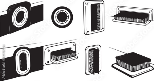 Detailed technical drawings of electronic connectors and components