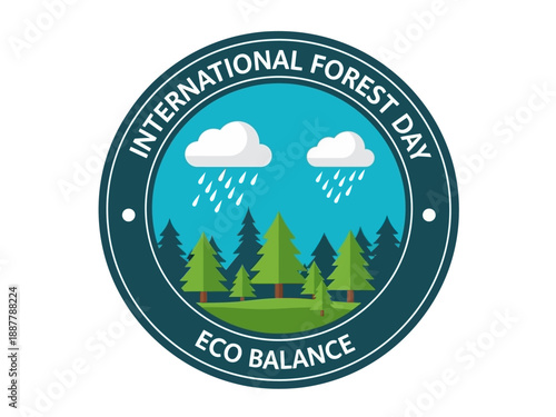 Celebrating International Forest Day with Eco Balance in a serene forest landscape illustration from a bird's eye view
