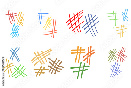 Collection of Scribbled Hashtag Illustration