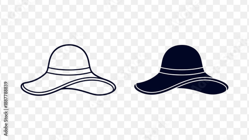Vector illustration of two bucket hats isolated on Transparent Background