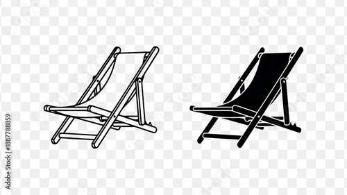 Vector illustration of two deck chairs isolated on Transparent Background