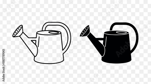 Set of 2 watering can icons vector isolated on Transparent Background