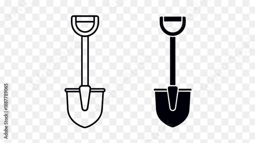 Set of 2 shovel icons vector isolated on Transparent Background