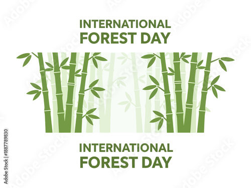 Celebrating International Forest Day with bamboo plants in a serene environment from a frontal viewpoint