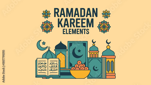 Ramadan kareem elements vector illustration for ramadan mubarak and happy ramadan poster design