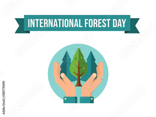 Hands cradling a tree symbolizing forest conservation on International Forest Day