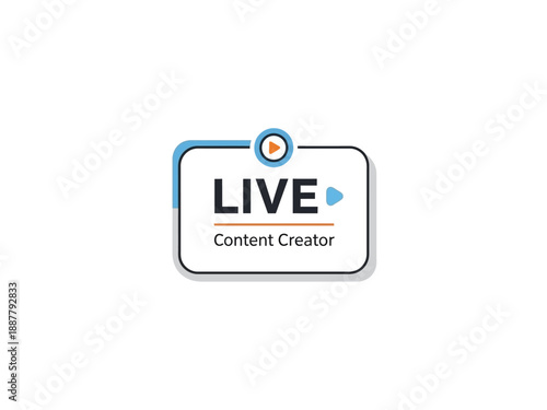 A modern content creator live streaming badge icon on a clean white background