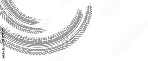 Tire track. Car, bike, motorcycle tyre mark with grunge effect isolated on white background. Wheel footprint on the road. Top view of rubber protector mark