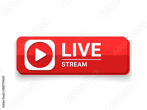 Live streaming button with play icon on digital interface