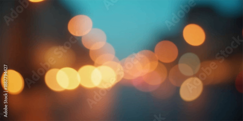 A vibrant abstract bokeh background features colorful defocused city lights and glowing circles that create a bright blurred texture for a shiny Christmas holiday celebration or night decoration