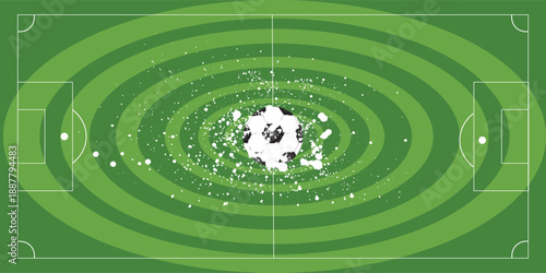 Football field. Soccer ground with green grass texture and frame. Vector illustration