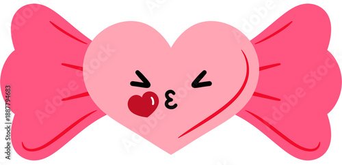 Candy Heart Blowing Kiss Face Cartoon