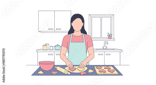 Woman preparing food in kitchen.