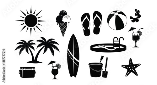 Summer vacation icons collection