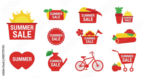Summer sale icons set for promotion and advertising