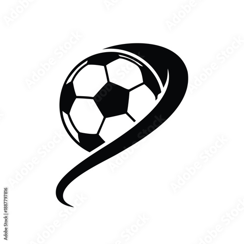 Dynamic Soccer Ball Logo, Speed Motion Swoosh Vector Illustration