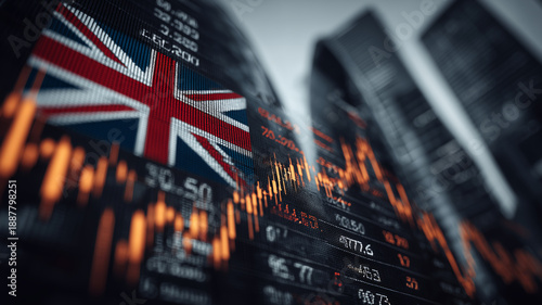UK stock market scene showing strong upward movement in financial data