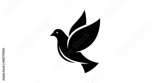 Black silhouette of a flying dove.