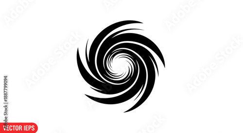Black swirl graphic design element icon.