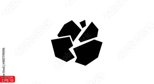 Black broken puzzle pieces circle shape.
