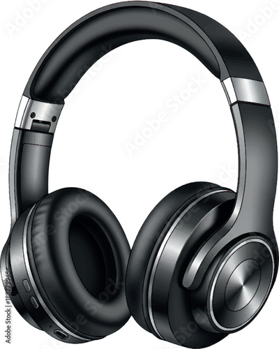 Black Over-Ear Headphones with Silver Accents.