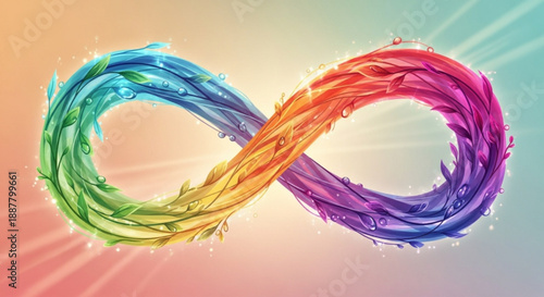 Rainbow infinity symbol with colorful swirling brush strokes
