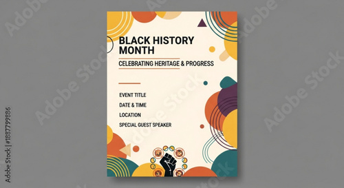 Black history month celebration flyer with colorful abstract design