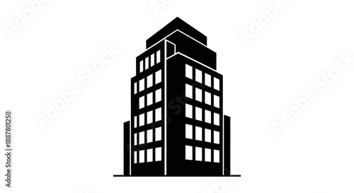Modern office building tower silhouette.