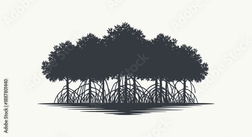 Black silhouette of trees standing tall.