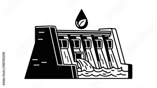 Dam with Water and Oil Droplet.