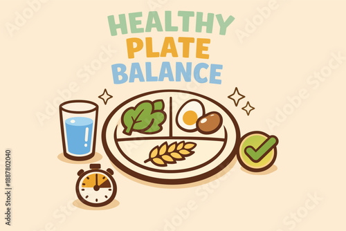Healthy plate balance promoting good eating habits and nutritional wellness