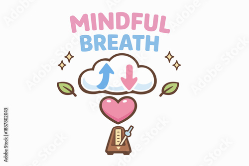 Illustration depicting mindful breathing for mental health, meditation, and calm