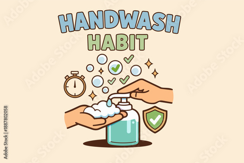 Promoting healthy handwashing habit with soap, clean hands, protection, and hygiene