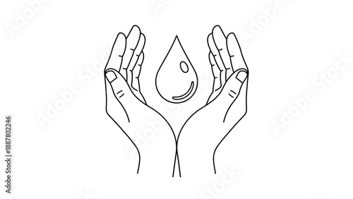Hands holding a water drop.