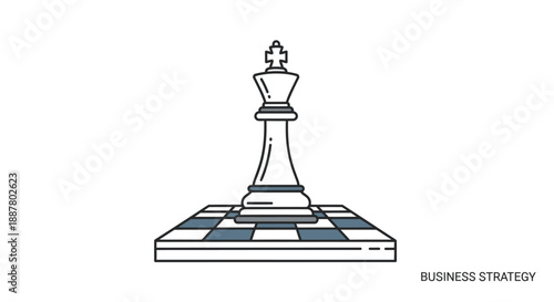 A 3d black chess queen and king stand on the board as a symbol of leadership and strategic success in this business competition game vector illustration