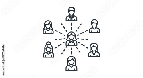 A family of paper people icons forms a vector silhouette group representing a parent and child concept within a business pictogram set