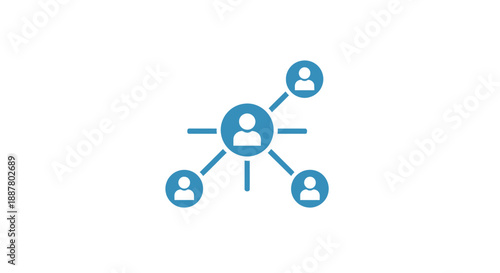 3D illustration of a business team work concept featuring blue and white numbers and paper clips within a digital network communication diagram