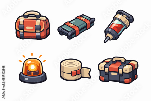 Medical emergency first aid supply pack elements for healthcare and urgency