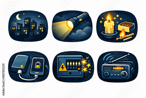 Power outage emergency kit with essential items for electricity blackouts