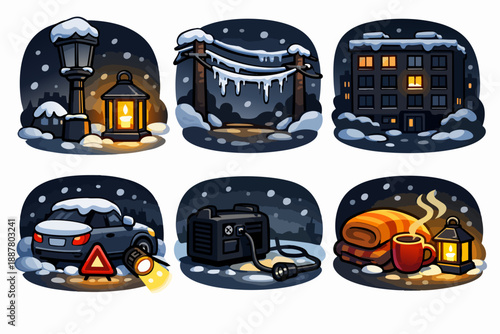 Winter power outage planning with various emergency electricity source options